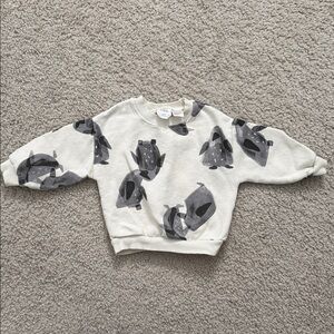 Zara Cream and Gray Animal Print Kids Sweatshirt